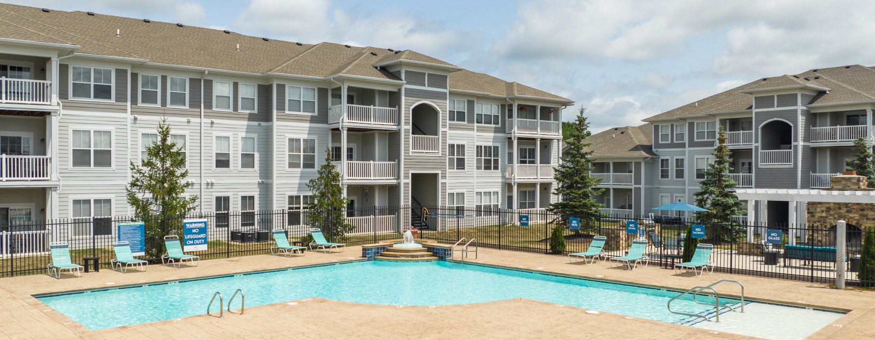Apartment buildings with pool